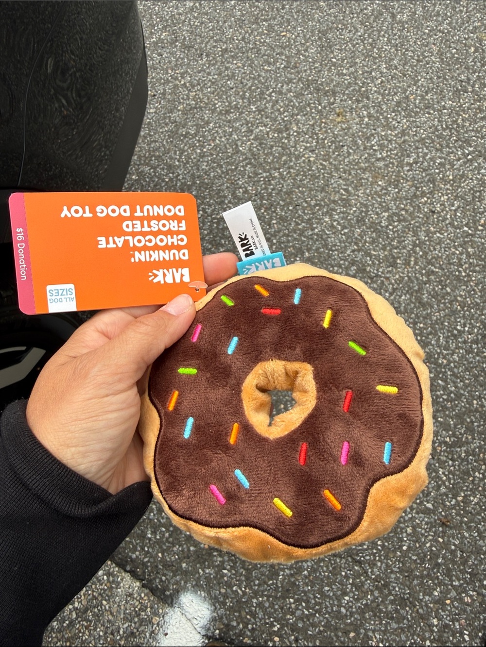 Bark Chocolate Brown & Tan Donut Plush Dog Toy with Multicolor Sprinkles